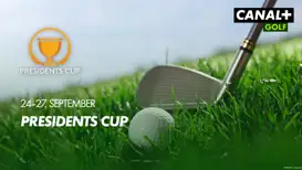 DP World Tour Grafik, auf einem Rasen wird ein Golfball geschlagen