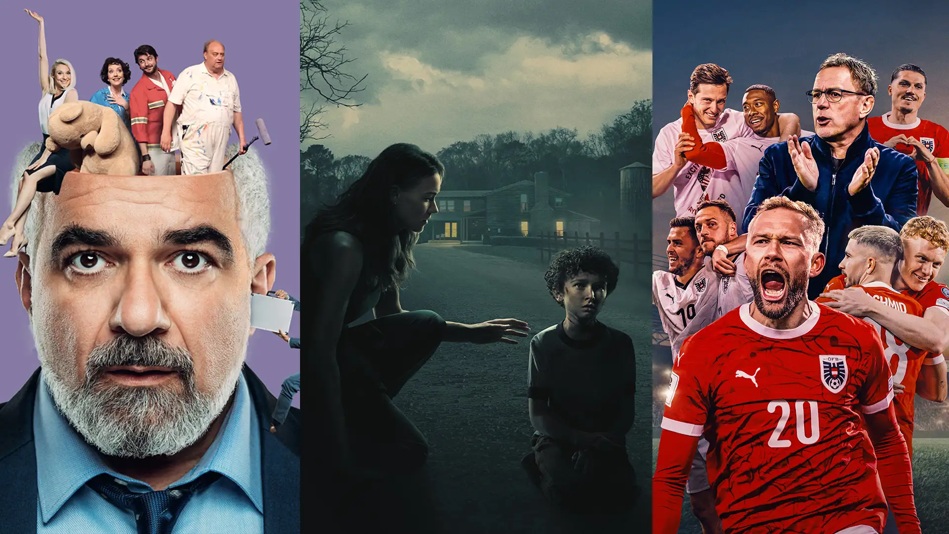 3 Bilder nebeneinander: Reset mit Michael Niavarani, Teacup und Teamgeist - Unser Weg.