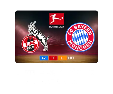 Bundesliga Matchbanner 1. FC Köln vs FC Bayern mit Bundesliga mittig.