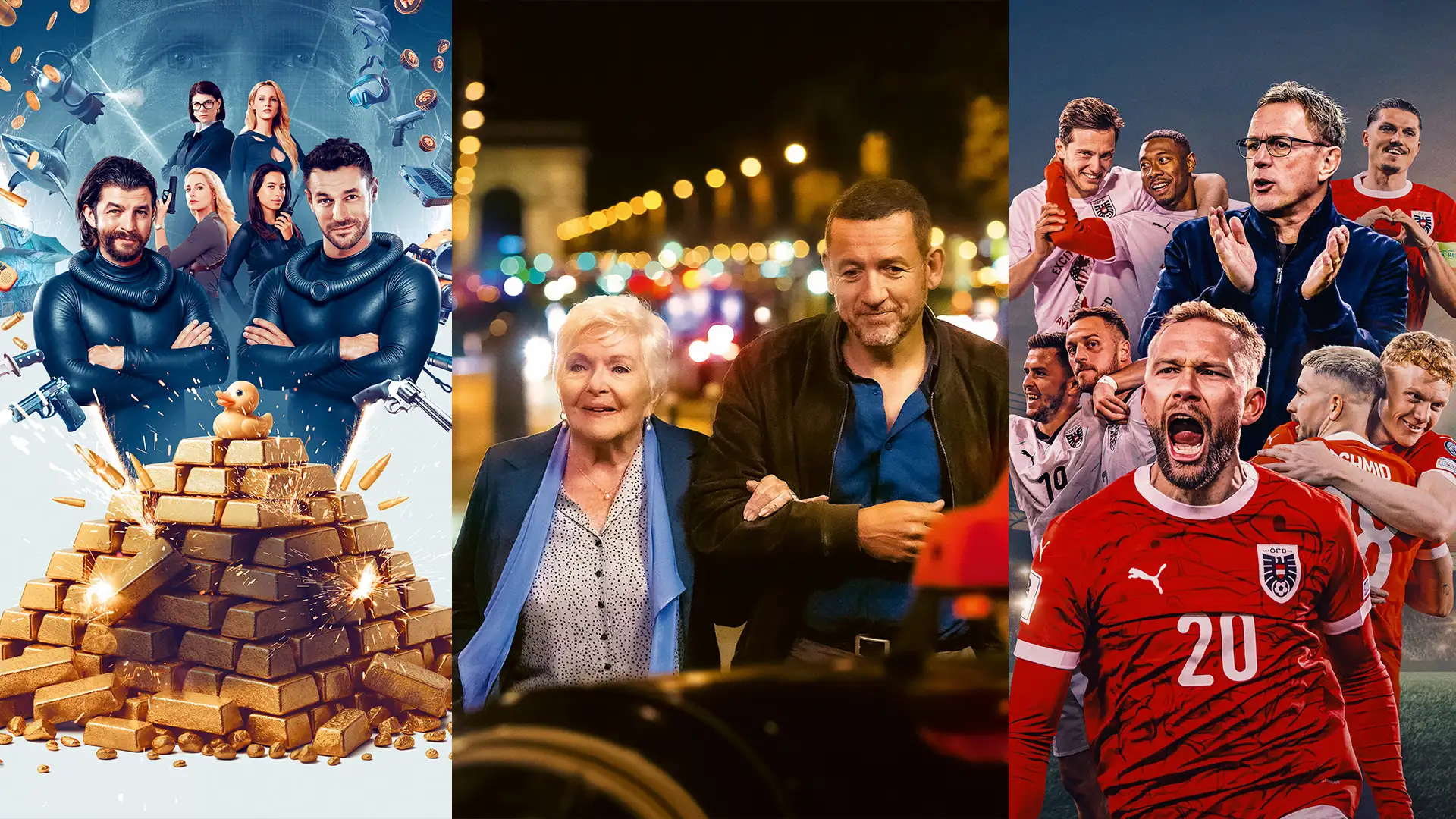 3 Bilder nebeneinander: Neo Nuggets, Im Taxi mit Madeleine und Teamgeist - Unser Weg.