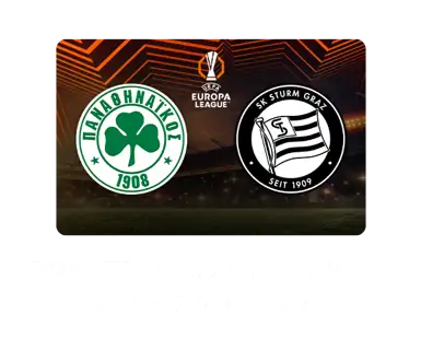 Europa League Matchbanner mit Teamlogos Celtic Glasgow gegen Sturm Graz