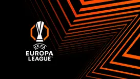 UEFA-Europa-League-Grafik mit den Vereinslogos von Hoffenheim 1899 und SK Sturm Graz vor Europa League Hintergrund.