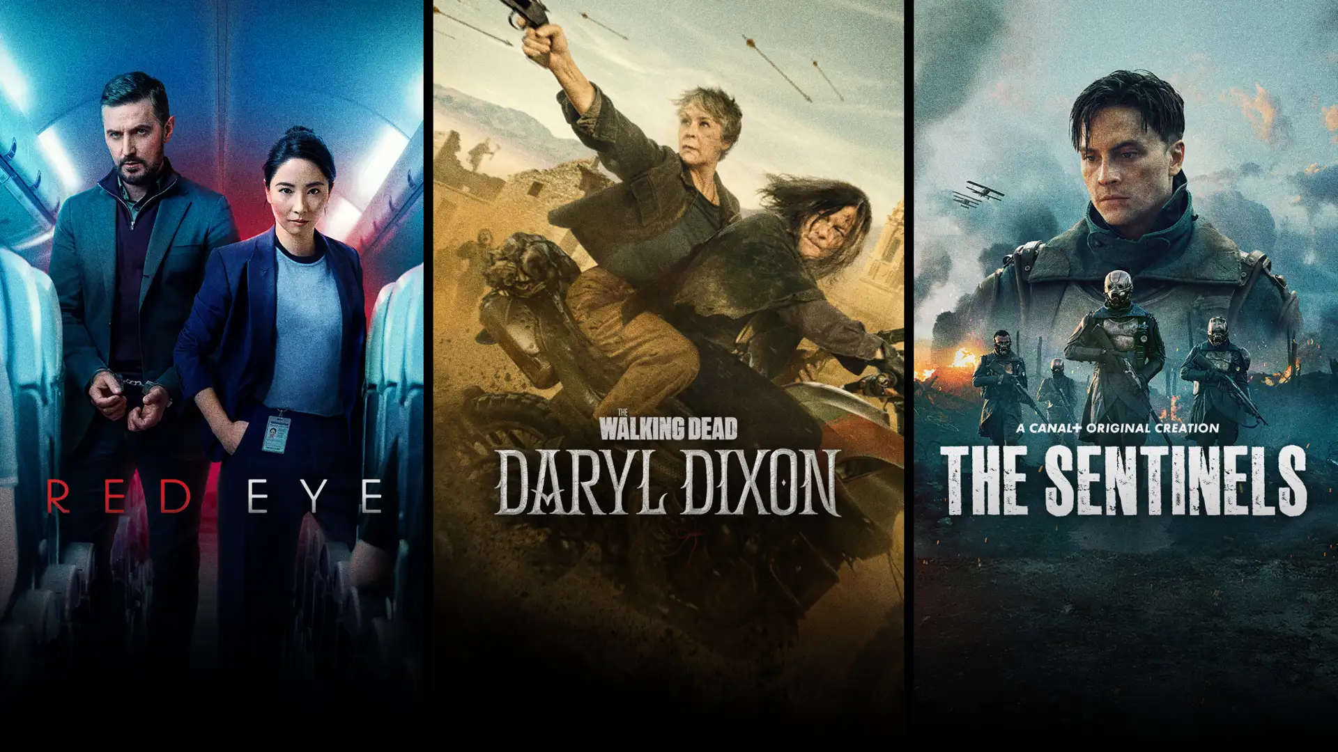 Red Eye, Daryl Dixon und The Sentinel Keyarts mit Titeltext.
