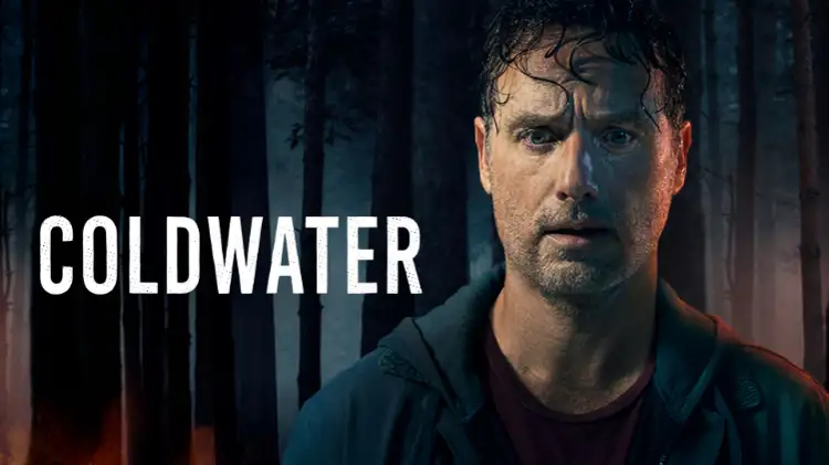 John (Andrew Lincoln) steht verschwitzt vor einem dunklen Waldhintergrund, der Titel Coldwater ist zu sehen.