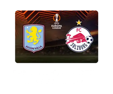 UEFA Europa League Matchbanner Aston Villa vs FC Salzburg mit UEL Logo mittig.